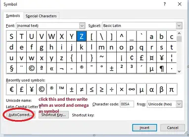 How To Type Ohm Symbol In Word Excel Aka Omega Symbol How I Got The Job