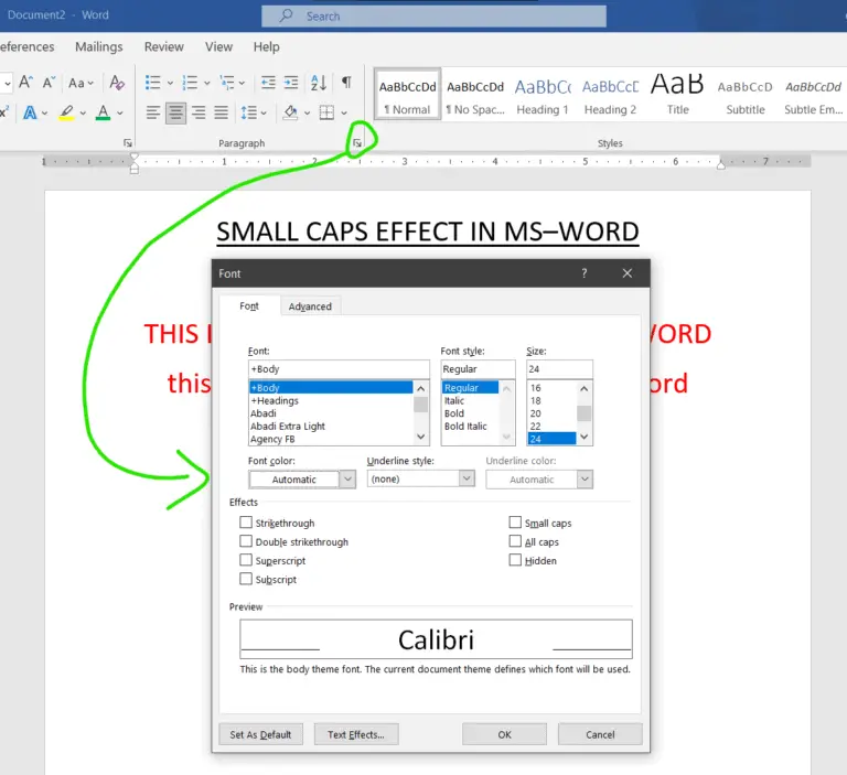 Small Caps Effect In MSWord How I Got The Job