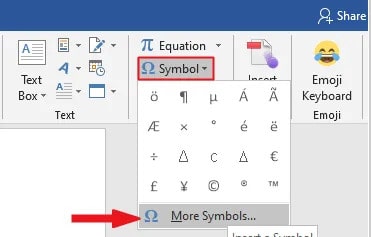 minus symbol in word for mac