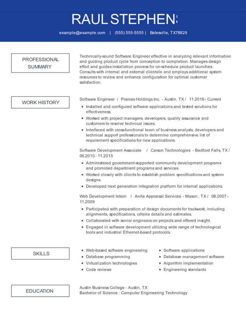 Software Engineer Resume Examples